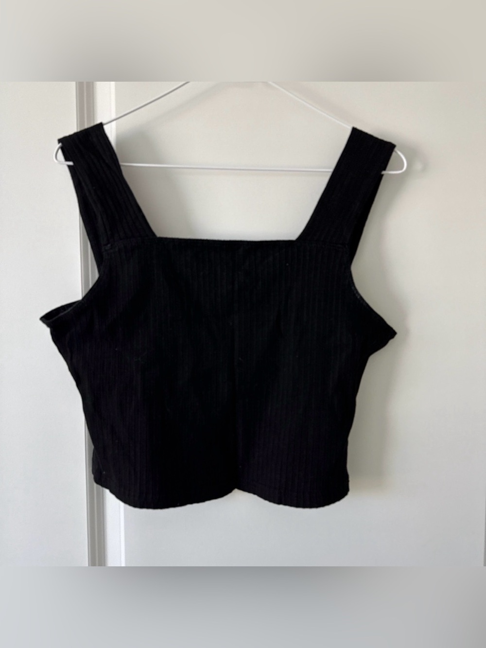 SHEIN Black Ribbed Square Neck Crop Top